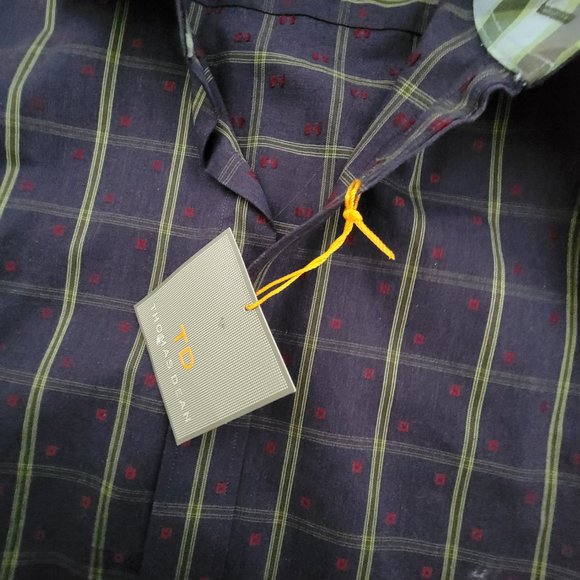 Thomas Dean Green and Blue Plaid Casual Button Down Shirt - Picture 2 of 13